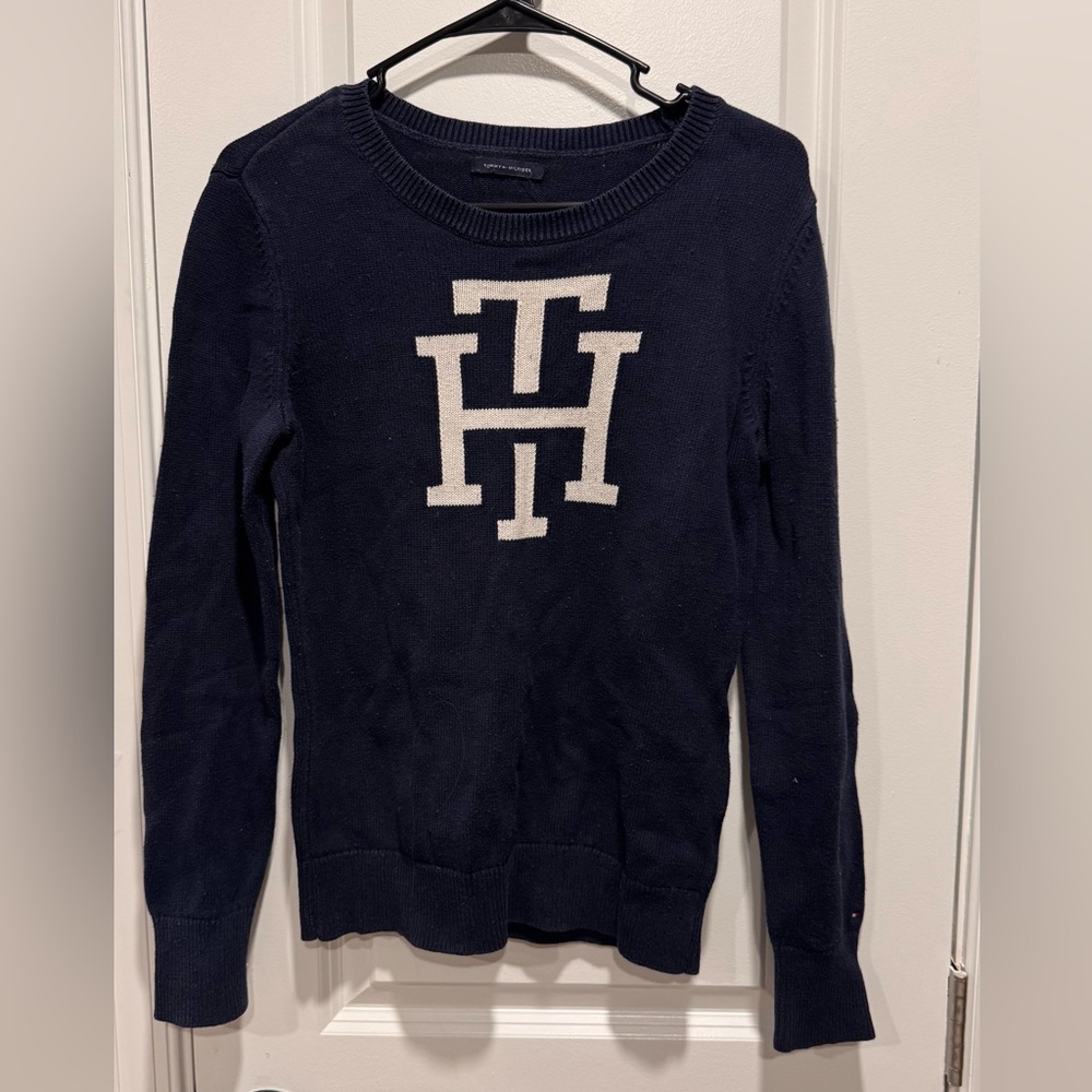Tommy Hilfiger Navy Blue Sweater with White Logo